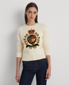 Ralph Lauren Intarsia-knit Crest Cotton-blend Sweater In Mascarpone Cream
