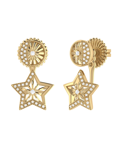 Luvmyjewelry Lucky Star Diamond Stud Earrings In 14k Yellow Gold Vermeil On Sterling Silver