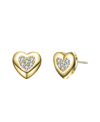 STELLA VALENTINO STERLING SILVER 14K GOLD PLATED WITH 0.18CTW LAB CREATED MOISSANITE PAVE HEART STUD EARRINGS