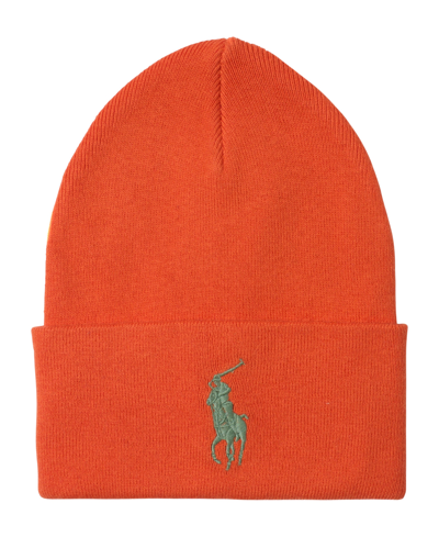 Polo Ralph Lauren Men's Big Pony Cuff Hat In Spectrum Orange