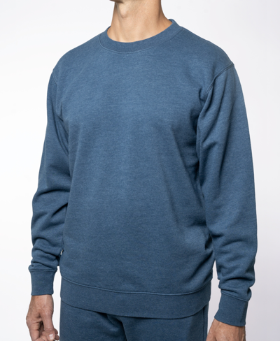 Lazer Men's Burnout Fleece Crewneck Sweatshirt In Dusk Blue
