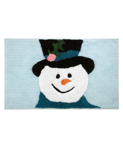Avanti Snowman Holiday Cotton Bath Rug, 20" X 32" In Blue