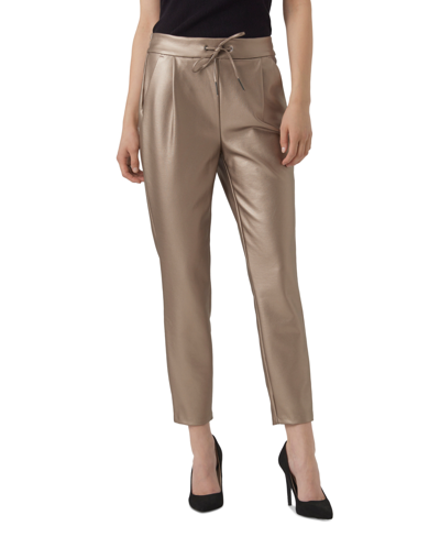 Vero Moda Women's Faux-leather Pull-on Pants In Brown Lentil