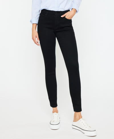 Kancan Womens High Rise Coated Skinny Jeans In Black