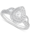Macy's Diamond Pear-cut Halo Engagement Ring (1 Ct. T.w.) In 14k White Gold In White Gold