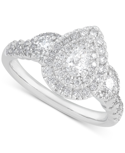 Macy's Diamond Pear-cut Halo Engagement Ring (1 Ct. T.w.) In 14k White Gold