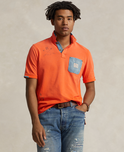 Polo Ralph Lauren Men's Classic-fit Mesh Graphic Polo Shirt In Spectrum Orange