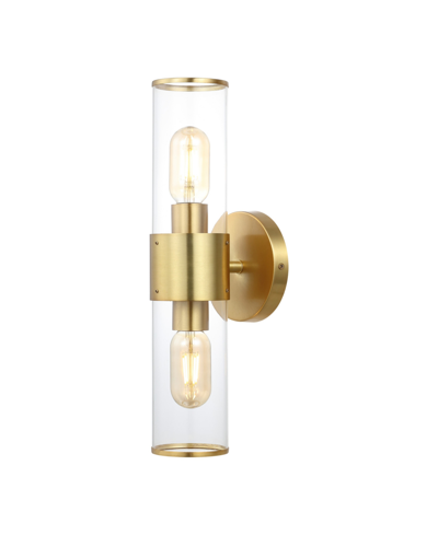 Jonathan Y Quinn 15.5" 2-light Mid-century Modern Iron, Acrylic Led Sconce In Brass Gold,clear