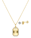 Unwritten Cubic Zirconia Initial Pendant Necklace And Stud Earring Set In Gold P