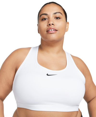 Nike Women's Swoosh Medium Support Padded Sports Bra (plus Size) In White