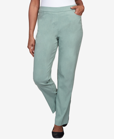 Alfred Dunner Plus Size St.moritz Allure Fly Front Average Length Pants In Sage