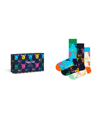 Happy Socks Dog Cotton Blend Crew Socks Gift Box, Pack Of 3 In Light Blue