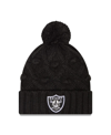 New Era Girls Youth  Black Las Vegas Raiders Toasty Cuffed Knit Hat With Pom In Black