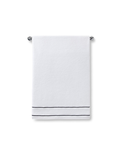 Cassadecor Bowery Stripe Cotton Hand Towel, 18" X 30" In White,black