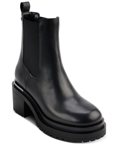 Dkny Rick Womens Leather Pull On Chelsea Boots In Black