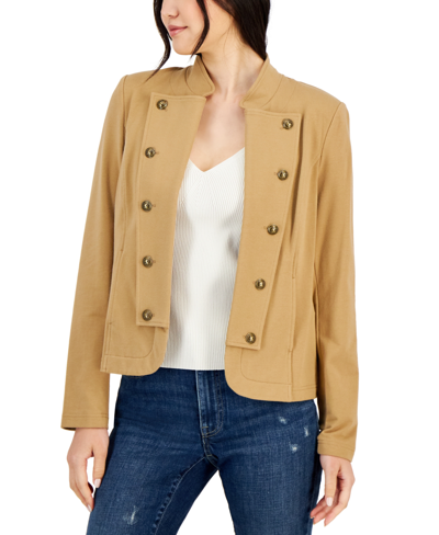 Tommy Hilfiger Women's Adjustable Button Front Jacket In Tobaco Brown
