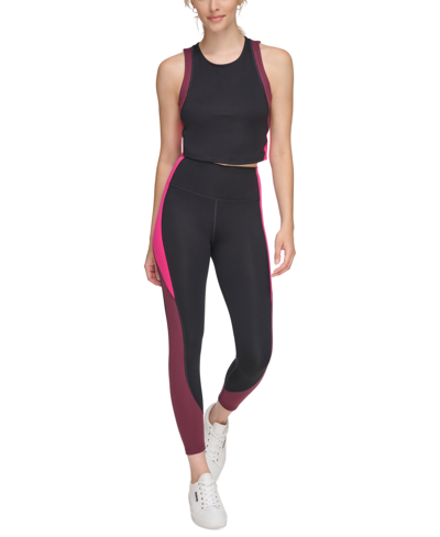 Calvin Klein Performance Women's Colorblock High-waisted 7/8 Leggings In Black,garnet,electric Pink