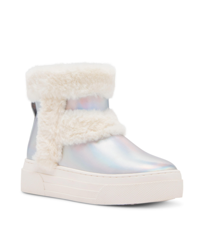 Steve Madden Kids' Little Girls Jbuunny Slip In Closure Boots In Silver