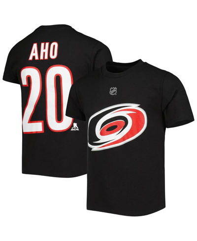 Outerstuff Kids' Big Boys Sebastian Aho Black Carolina Hurricanes Name And Number Player T-shirt