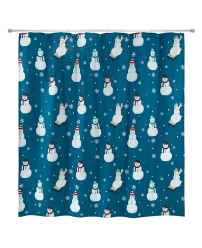Avanti Snowman Holiday Printed Shower Curtain, 72" X 72" In Blue