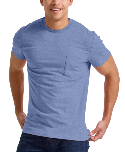 Alternative Apparel Men's Hanes Originals Tri-blend Short Sleeve Pocket T-shirt In Blue