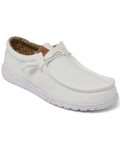 Hey Dude Men's Wally Washed Canvas Casual Moccasin Sneakers From Finish Line In White
