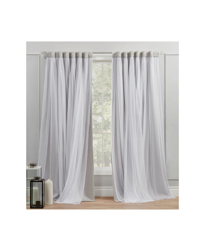 Exclusive Home Curtains Catarina Layered Solid Blackout And Sheer Grommet Top Curtain Panel Pair, 52" X 84" In Dark Gray