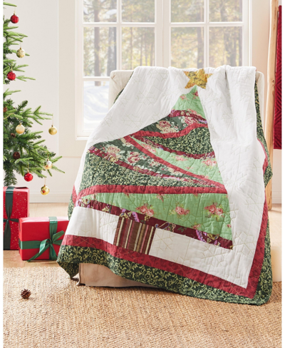 Greenland Home Fashions Christmas Tree Patchwork Throw, 50" X 60" In Red