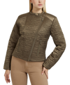 GUESS WOMEN'S MARINE QUILTED ASYMMETRICAL JACKET