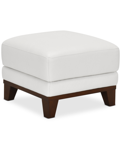 Macy's Jeddo 25" Leather Ottoman, Created For  In Cream