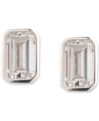 Ralph Lauren Cubic Zirconia Baguette Stud Earrings In Sterling Silver