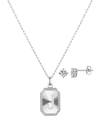 Unwritten Cubic Zirconia Initial Pendant Necklace And Stud Earring Set In Silver J