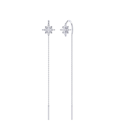 Luvmyjewelry North Star Tack-in Diamond Earrings In Sterling Silver In Grey