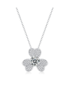 STELLA VALENTINO STERLING SILVER WHITE GOLD PLATED WITH 1CTW LAB CREATED MOISSANITE FRENCH PAVE BLOOMING FLOWER SOLIT