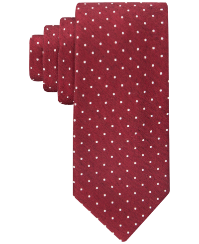 Tommy Hilfiger Men's Herringbone Dot Tie In Red
