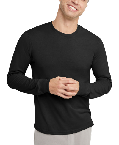 Alternative Apparel Men's Hanes Originals Cotton Long Sleeve T-shirt In Black