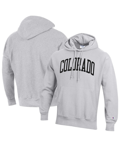 CHAMPION MEN'S CHAMPION HEATHERED GRAY COLORADO BUFFALOES TEAM ARCH REVERSE WEAVE PULLOVER HOODIE