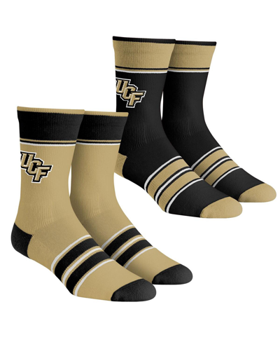 Rock 'em Men's And Women's  Socks Ucf Knights Multi-stripe 2-pack Team Crew Sock Set In Cream,black