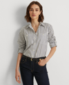 Ralph Lauren Striped Cotton Shirt In White,indigo
