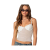Edikted Malika Lacey Sheer Mesh Tank Top In White