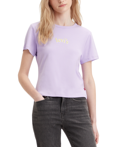 Levi's Women's Graphic Rickie Cotton Short-sleeve T-shirt In Logo Purple Rose