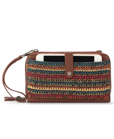 The Sak Iris Crochet Smartphone Convertible Crossbody Wallet In Woodland Stripe