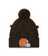 New Era Brown Cleveland Browns Toasty Cuffed Knit Hat With Pom In Brown