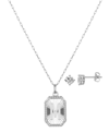 UNWRITTEN CUBIC ZIRCONIA INITIAL PENDANT NECKLACE AND STUD EARRING SET