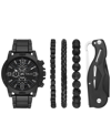 Folio Men's Quartz Three Hand Black Alloy Watch 50mm, Gift Set In Black