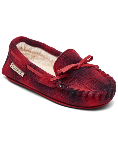 Bearpaw Kids' Little Girls Sawyer Ii Moccasin Slippers From Finish Line In Red Plaid