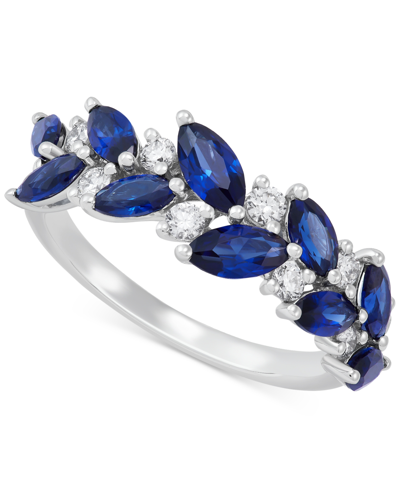 Grown With Love Lab Grown Sapphire (2-1/5 Ct. T.w.) & Lab Grown Diamond (1/3 Ct. T.w.) Marquise Vine Ring In 14k Whi