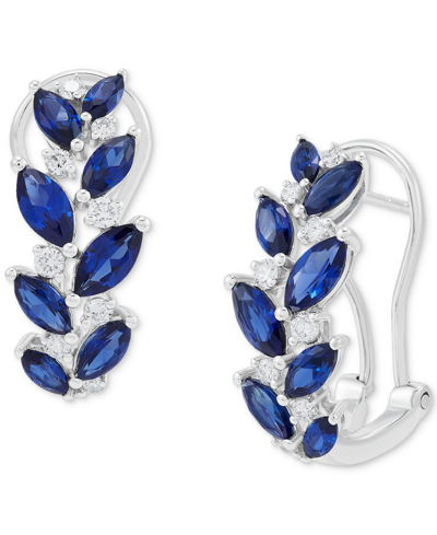 Grown With Love Lab Grown Sapphire (3-1/6 Ct. T.w.) & Lab Grown Diamond (1/3 Ct. T.w.) Vine-inspired Hoop Earrings I