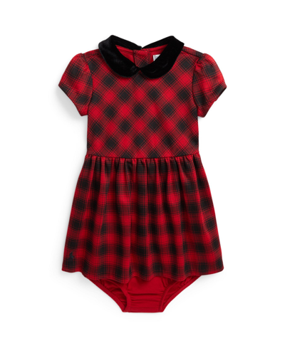Polo Ralph Lauren Baby Girls Checked Stretch Ponte Dress In Holiday Ombre
