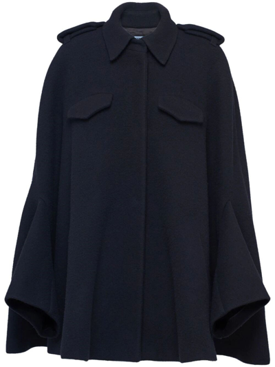 Prada Caban Coat In Blue